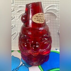 Vtg Fenton Santa red Amberina fairy lamp candleholder- glows- cadmium